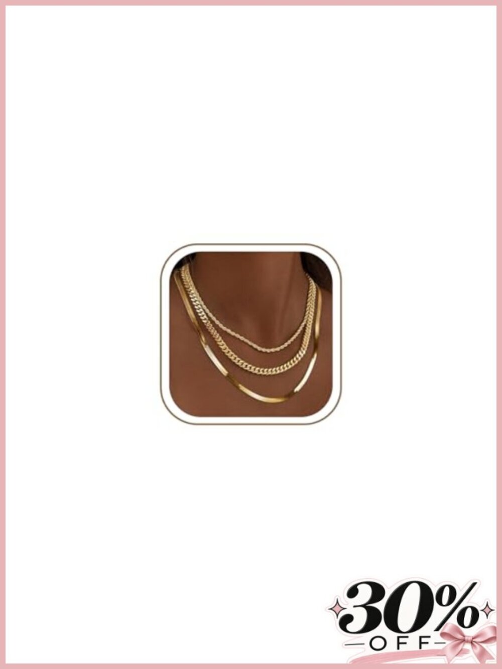 3 Piece 14k Gold Plated Layered Herringbone Chain Necklace Set Women Choker